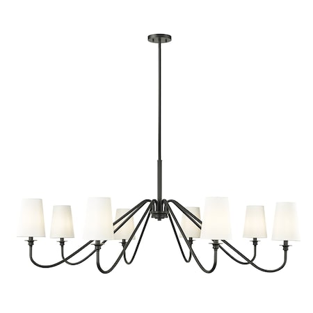 Z-Lite Gianna Chandelier, 8-Light, 60.25 In.W x 23.25 In.H, Matte Black/White 7509-8-60MB